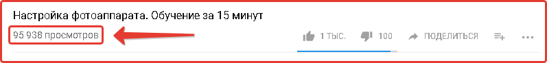 Количество просмотров под видео