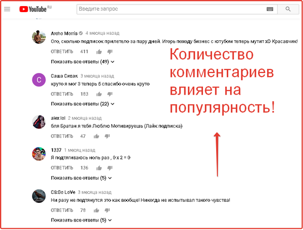 комментарии и популярность